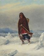 Cornelius Krieghoff, Indian Woman in a Winter Landscape